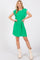 Green Flutter Sleeve Pleated Chiffon Mini Dress