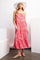 Pink Coral Leaf Printed Peach Blossom Tiered Cami Dress