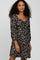 Black Floral Ribbed Ruched Bust Dress