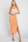 Orange Drawstring Front High Knee Slit Midi Skirt