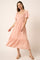 Peach Flutter Sleeve Midi Dress