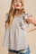 Grey Pintucked Eyelet Flutter Sleeve Blouse