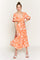 Orange Printed Midi Dress