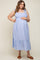 Light Blue Ruffle Strap Back Tie Maternity Plus Midi Dress