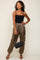 Olive Satin Cargo Jogger Pants
