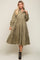Olive Tiered Button Down Midi Dress