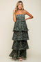 Olive Animal Print Flounce Tier Maternity Maxi Dress