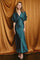 Deep Teal Satin Blouson Maxi Dress