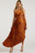 Rust Pleated Print One Shoulder Maternity Maxi Dress
