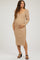 Taupe Ribbed Knit Long Sleeve Maternity Midi Dress