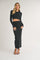 Black Rib Knit Side Button Maxi Skirt