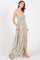 Light Olive Floral Sweetheart Smocked Front Cutout Maxi Dress
