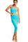 Aqua Contrast Trim Sleeveless Crop Skirt