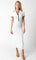 White Ribbed Knit Collared Button Front Dress