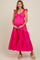 Fuchsia Sleeveless Tiered Maternity Maxi Dress