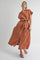 Rust Collared Front Button Midi Dress