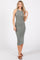 Sage Sleeveless Ribbed Fitted Midi Dress