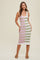 Taupe Colorblock Striped Fitted Midi Dress