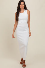 Ivory Back Tie Bodycon Maternity Maxi Dress