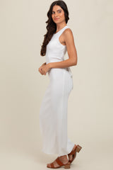 Ivory Back Tie Bodycon Maxi Dress