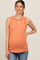 Salmon Rib Knit Ruffle Trim Sleeveless Maternity Top