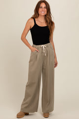 Olive Drawstring Wide Leg Maternity Pants