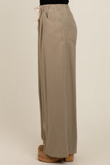 Olive Drawstring Wide Leg Pants