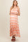 Peach Tie Dye Tie Strap Maternity Midi Dress