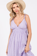 Lavender Floral Eyelet Shoulder Tie Dress