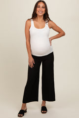 Black Ankle Wide Leg Maternity Trousers