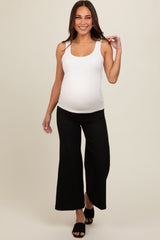 Black Ankle Wide Leg Maternity Trousers