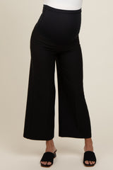 Black Ankle Wide Leg Maternity Trousers