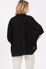 Black V-Neck Short Sleeve Top