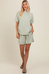 Sage Ribbed Short Sleeve Pajama Set