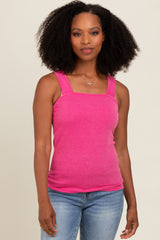 Fuchsia Ribbed Square Neck Maternity Tank Top