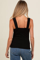 Black Ribbed Square Neck Maternity Tank Top