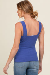 Royal Blue Ribbed Square Neck Maternity Tank Top