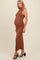 Brown Cowl Neck Ruched Sleeveless Maternity Midi Dress