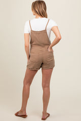 Mocha Front Pocket Maternity Overall Shorts