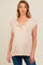 Beige Two Tone Split V-Neck Dolman Short Sleeve Maternity Top