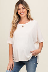 Cream Waffle Knit Dolman Maternity Top