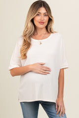 Cream Waffle Knit Dolman Maternity Top