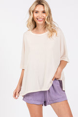 Cream Waffle Knit Dolman Top