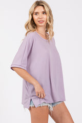 Lavender Waffle Knit Dolman Top