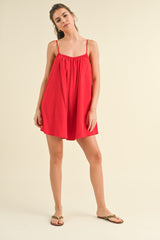 Red Adjustable Tie Back Romper