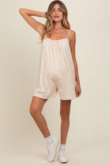 Beige Adjustable Tie Back Maternity Romper