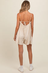 Beige Adjustable Tie Back Maternity Romper