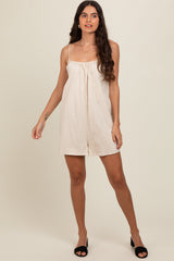 Beige Adjustable Tie Back Romper