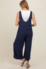 Navy Blue V-Neck Wide Leg Maternity Jumpsuit