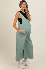 Light Olive V-Neck Wide Leg Maternity Jumpsuit